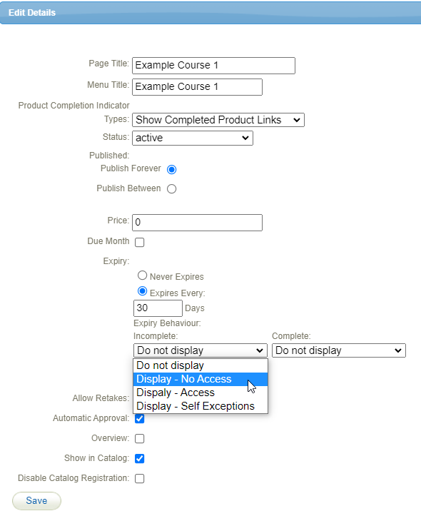 Informetica LMS New Toggle option